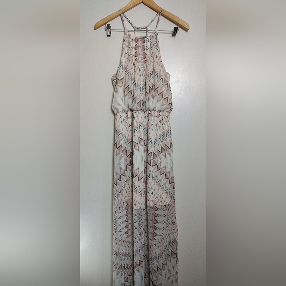 Maurices Geometric Patterned Halter Maxi Dress - Picture 1 of 14